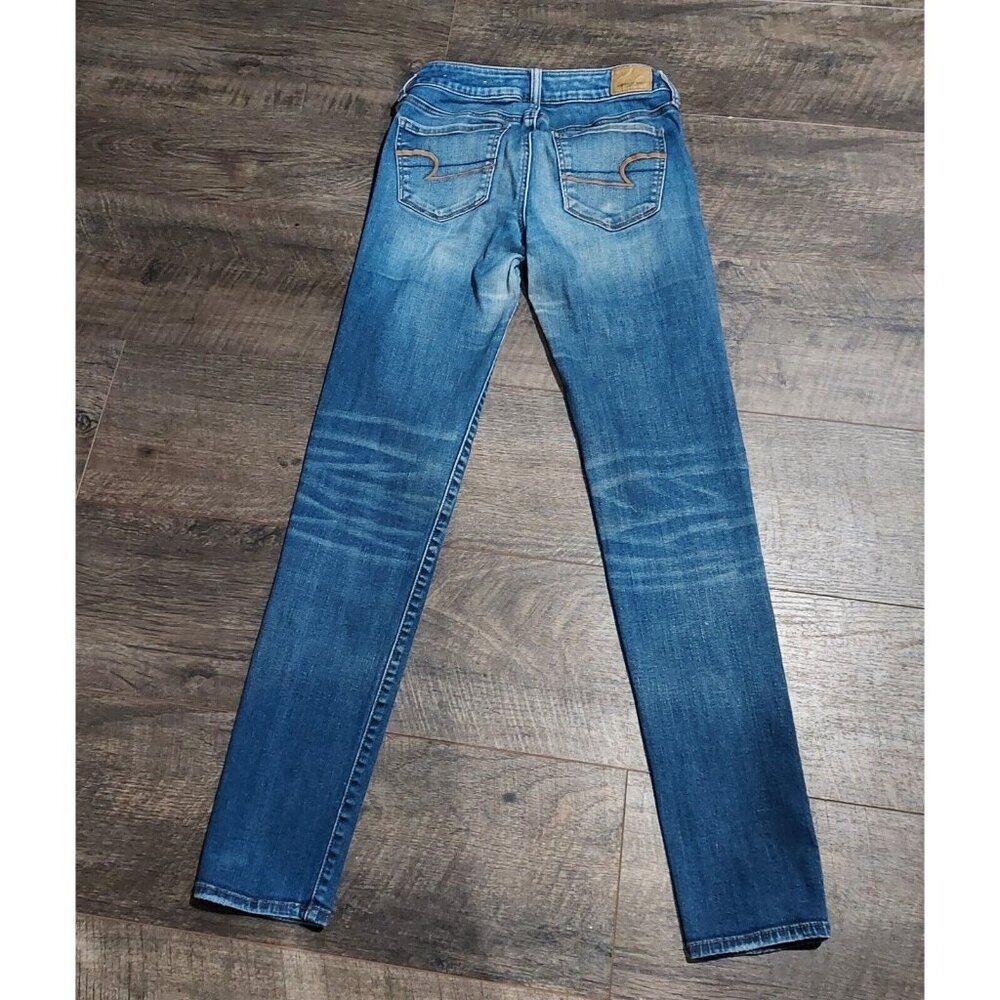 American Eagle Super Stretch X Skinny Denim Jeans Size 2 Long Slight Distressed - Picture 6 of 11